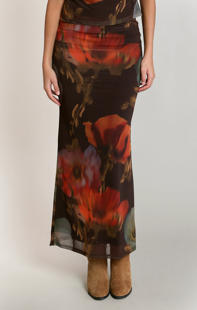 2822200 D Mesh Floral Skirt