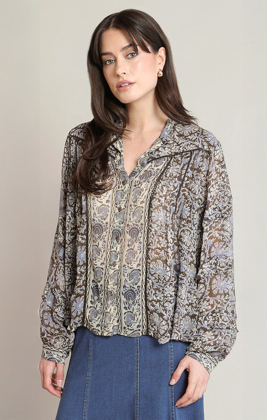 2823711 T Orchid Print Blouse