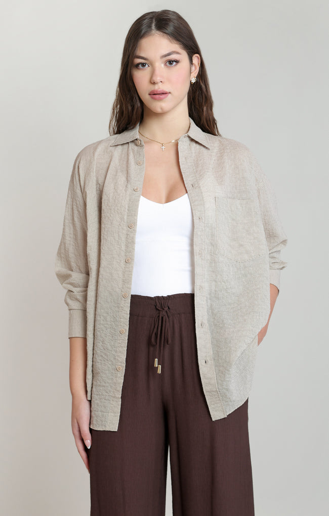 2823717 D Oversized Textured Shirt