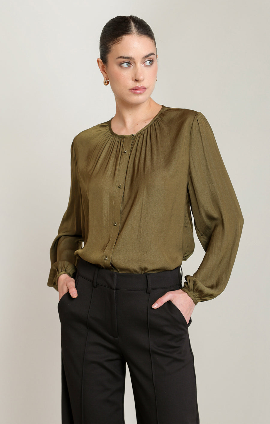 2823724 T Button Front Blouse