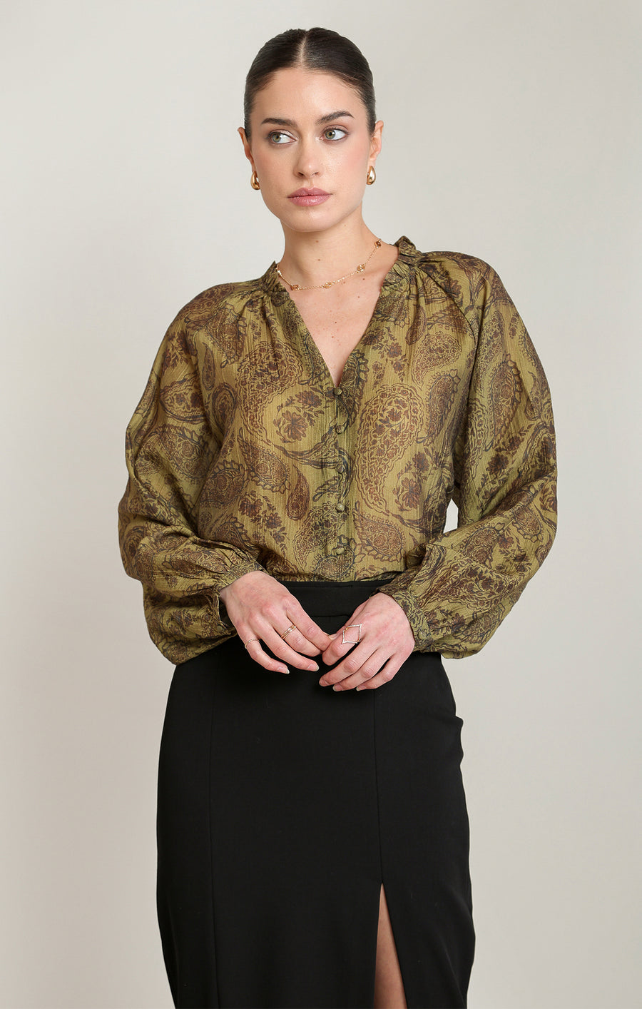 2823724 T Button Front Blouse