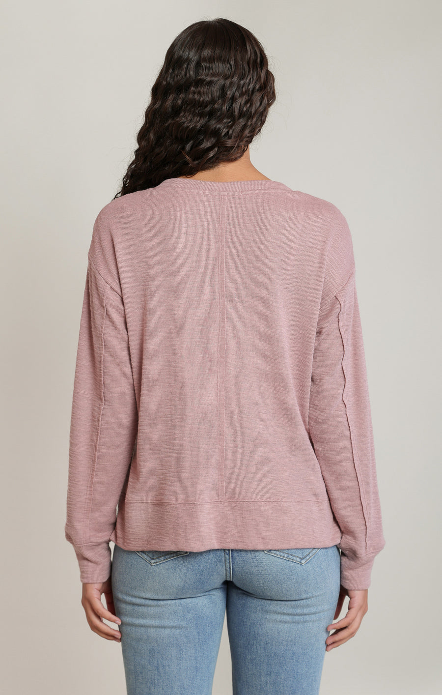 2824011 D V-neck Knit Top Dusty Rose