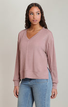 2824011 D V-neck Knit Top Dusty Rose