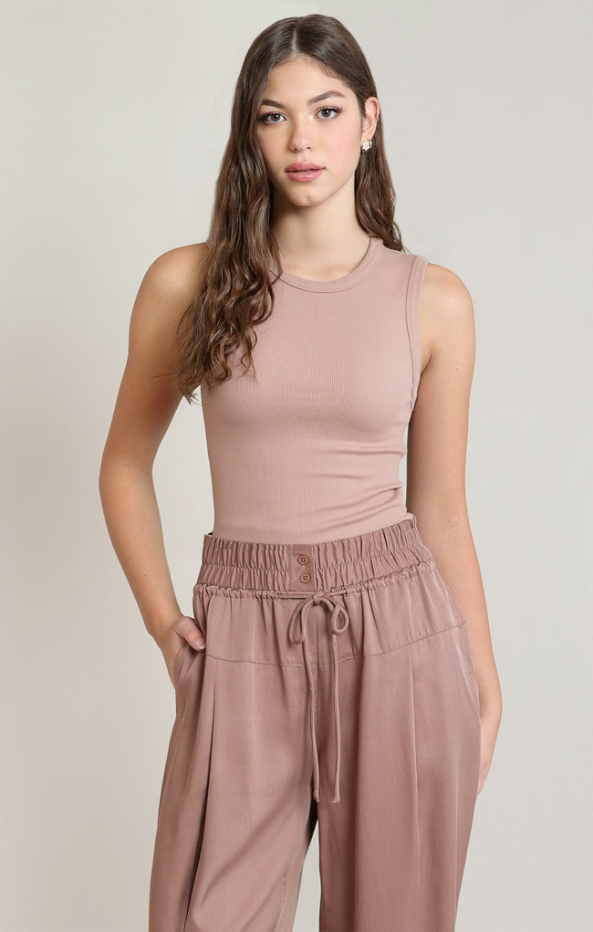2824302 D Ribbed Tank Dusty Rose