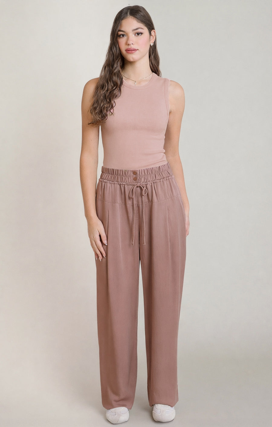 2824302 D Ribbed Tank Dusty Rose