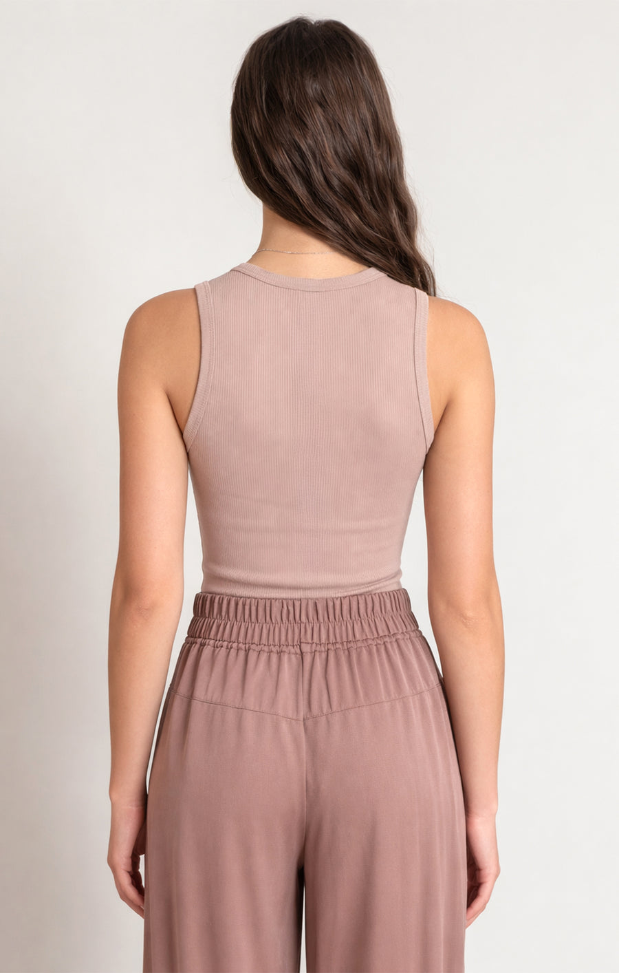 2824302 D Ribbed Tank Dusty Rose