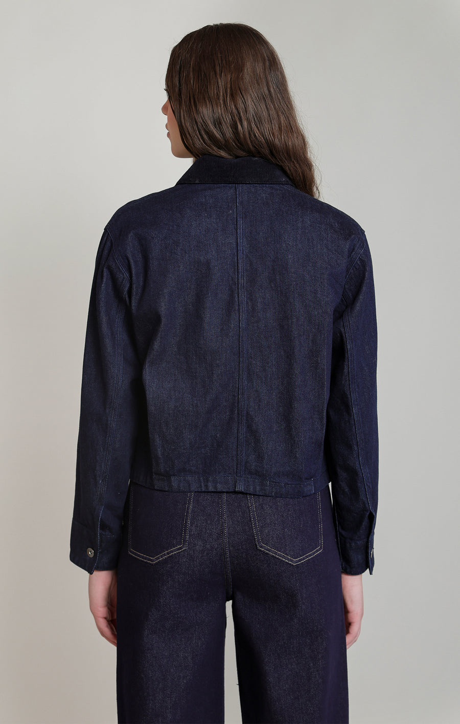 2825750 D Corduroy Collar Denim Jacket