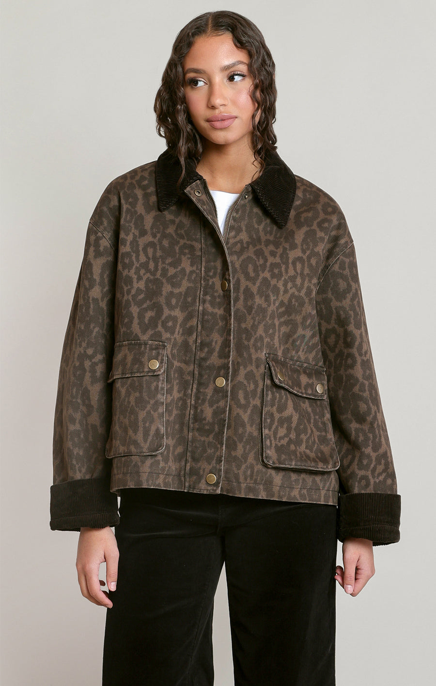 2825751 D Leopard Denim Jacket