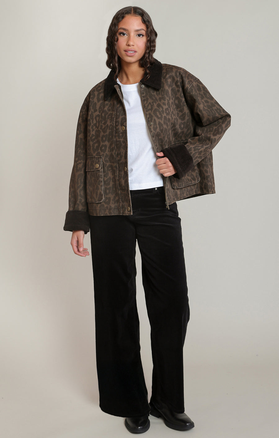 2825751 D Leopard Denim Jacket