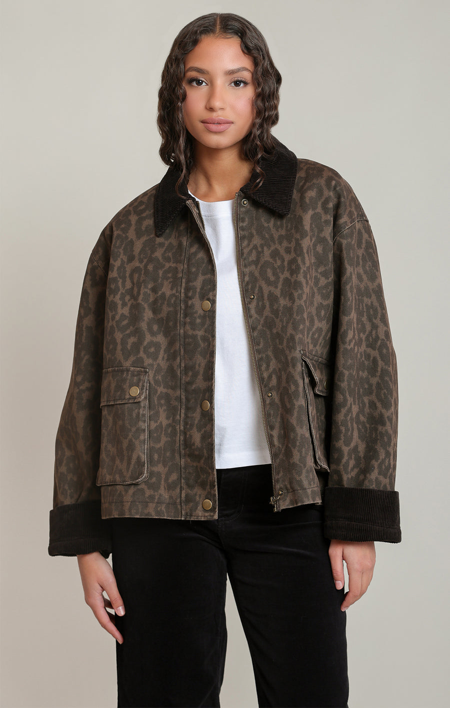 2825751 D Leopard Denim Jacket