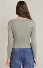 2827009 D Scallop Neckline Sweater Top Sage