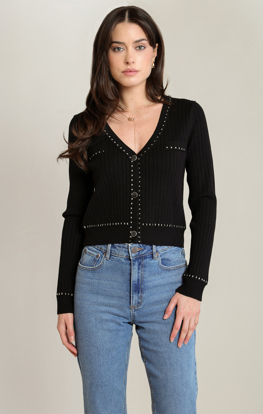 2827261 T Gold Contrast Cardigan