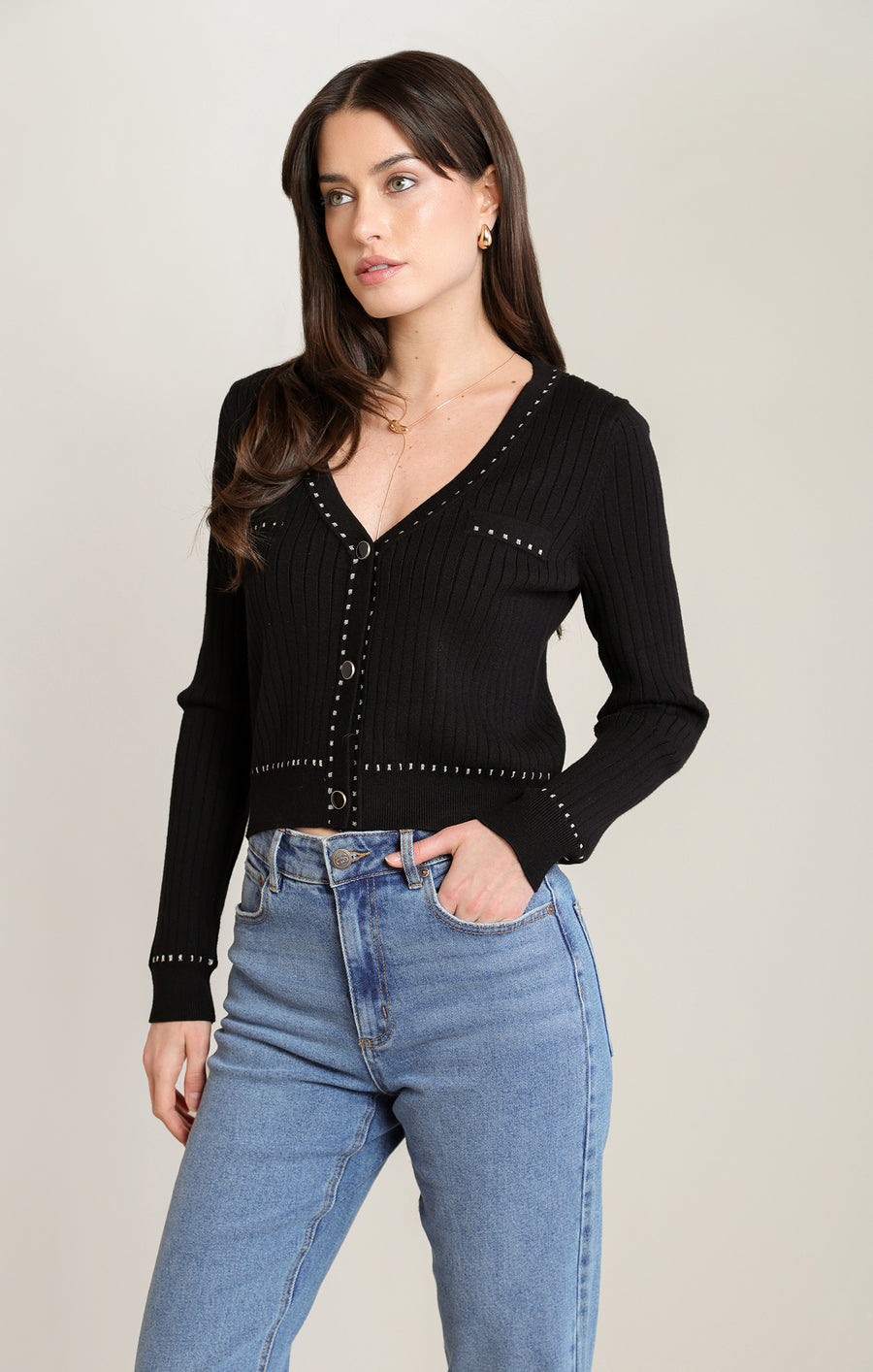 2827261 T Gold Contrast Cardigan
