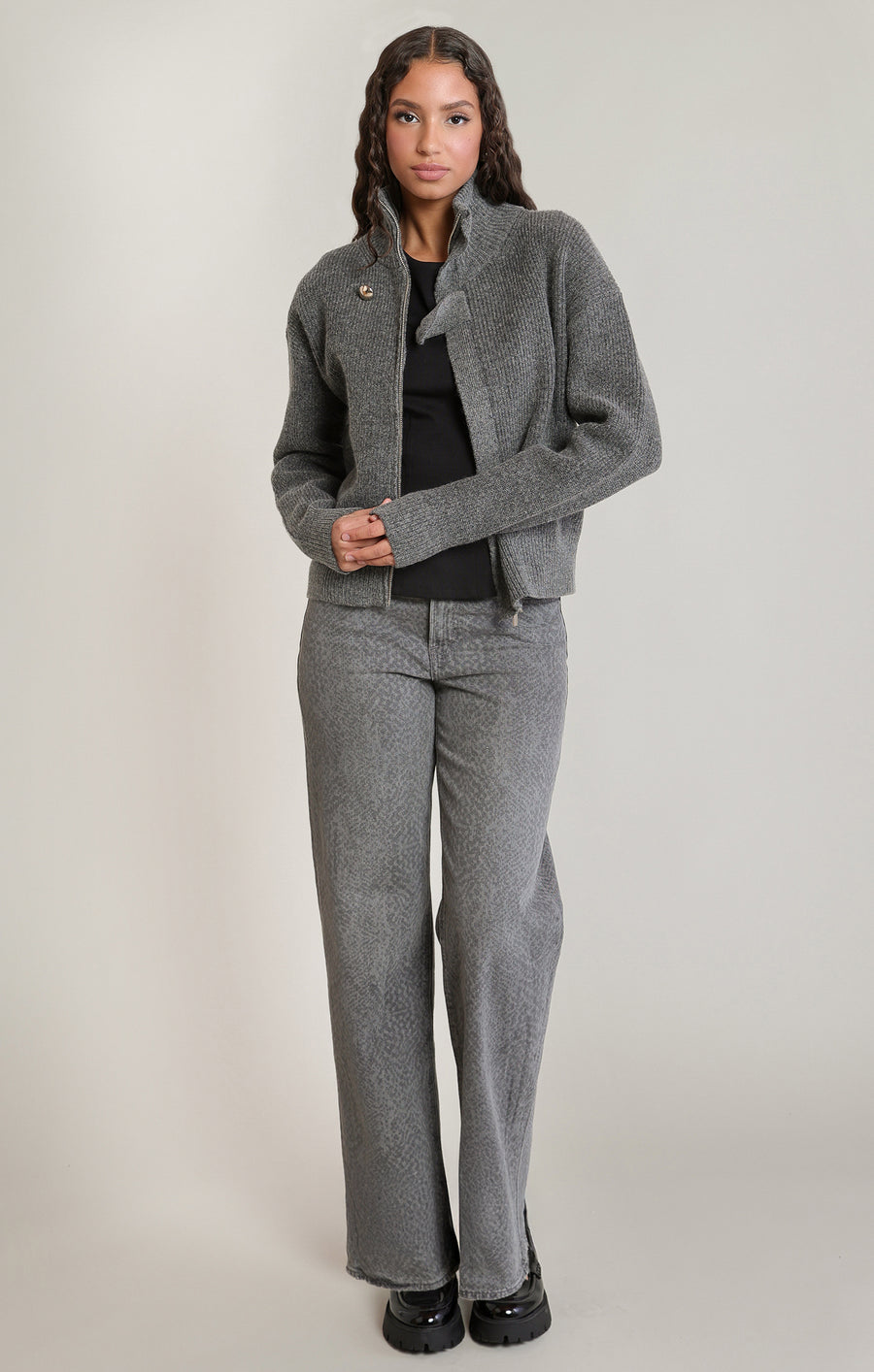 2827270 D Zip Up Cardigan