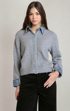 2827280 D Denim Trim Sweater Shirt