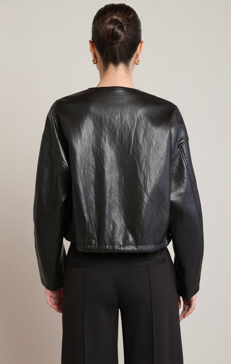 2829514 T Collarless PU Jacket