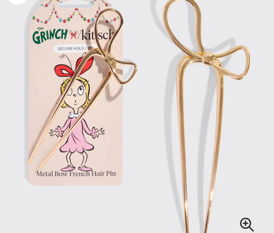 The Grinch Gold Bow French Hair Pin
