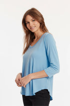 3/4 Sleeve V-Neck Tee w/ Curve Hem Frost
