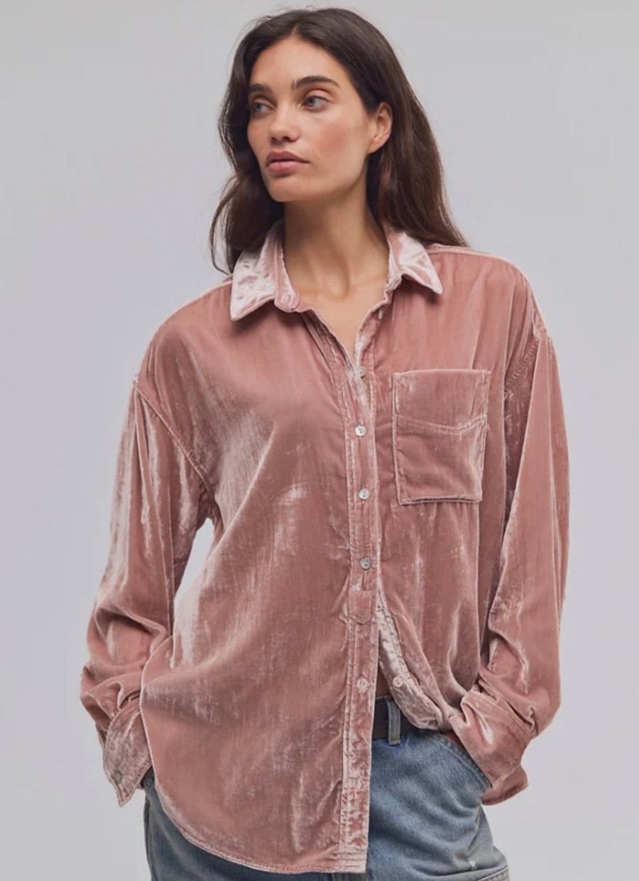 Lexi Velvet Shirt - Dusty Himalayan