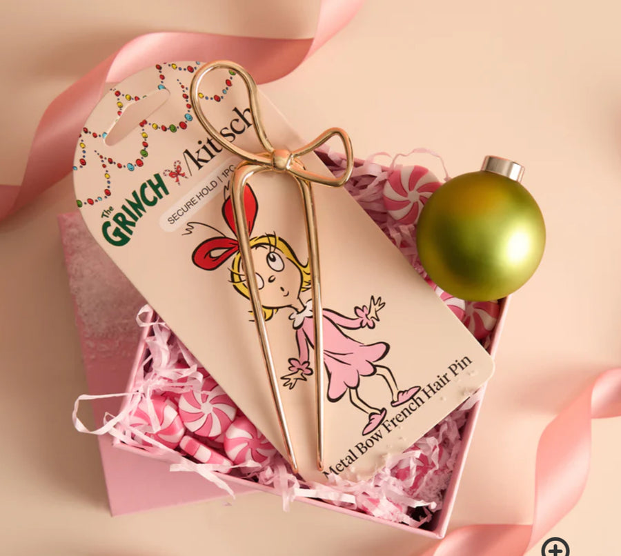 The Grinch Gold Bow French Hair Pin