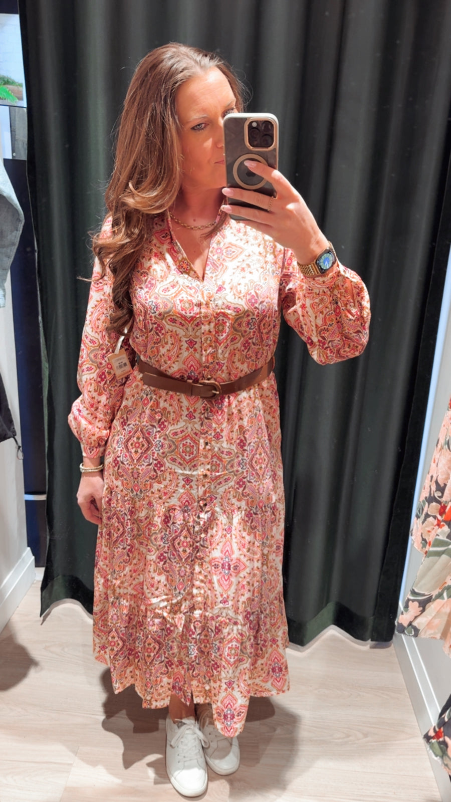 2722505 T Belted Button Front Shirt Dress