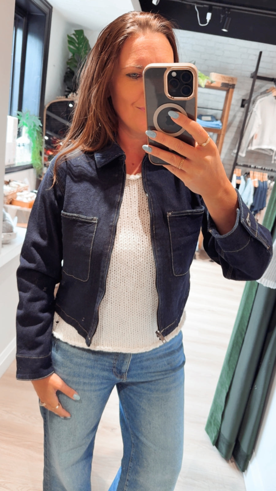 2825750 D Corduroy Collar Denim Jacket