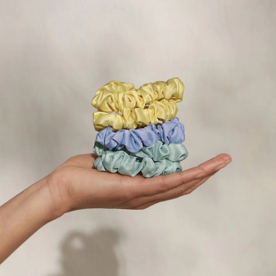 Ruched Satin Scrunchies - Multi-Colour 5pcs