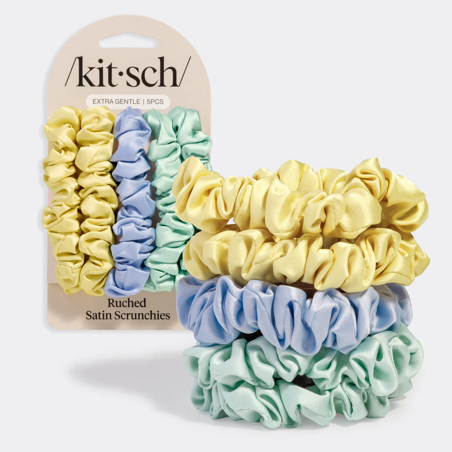 Ruched Satin Scrunchies - Multi-Colour 5pcs