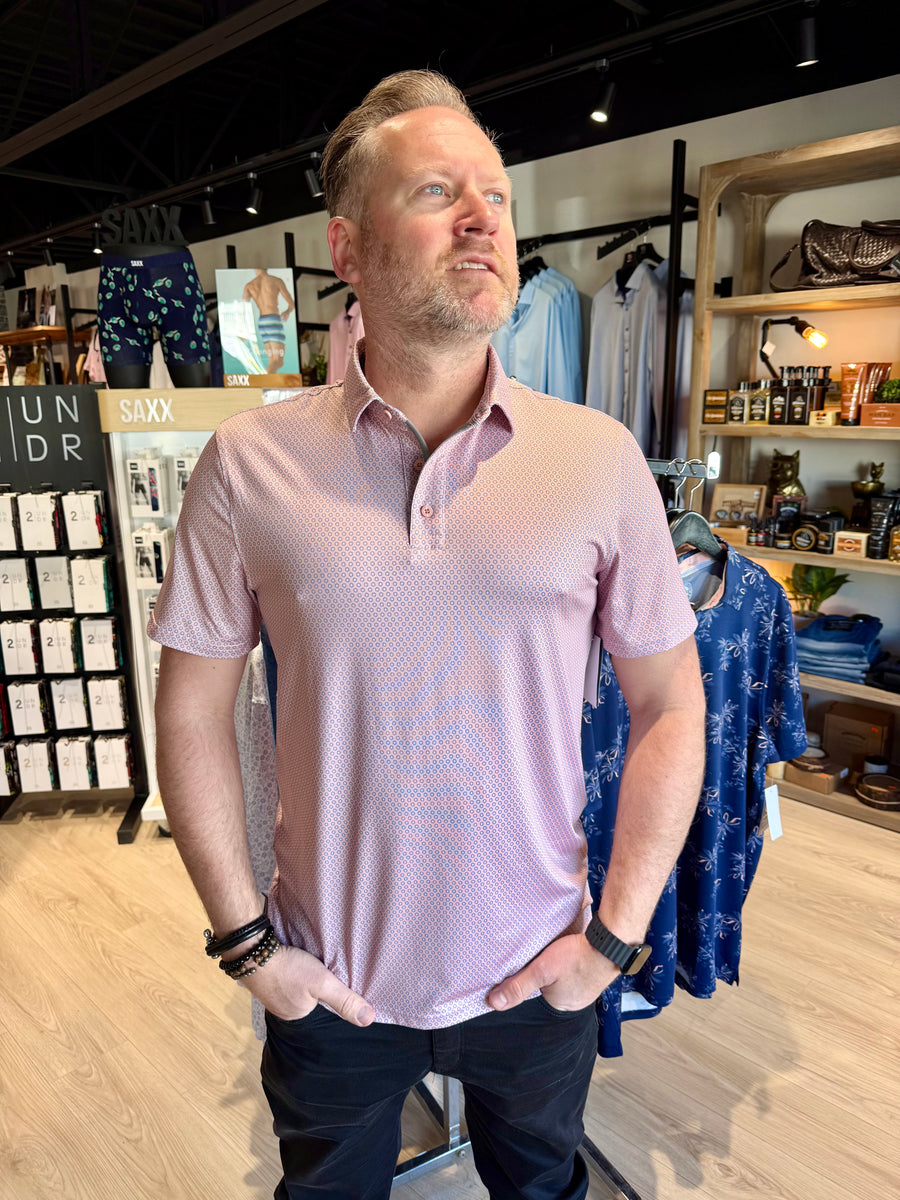 M-COREKT2099 Stateline Geo Dot Print Performance Polo