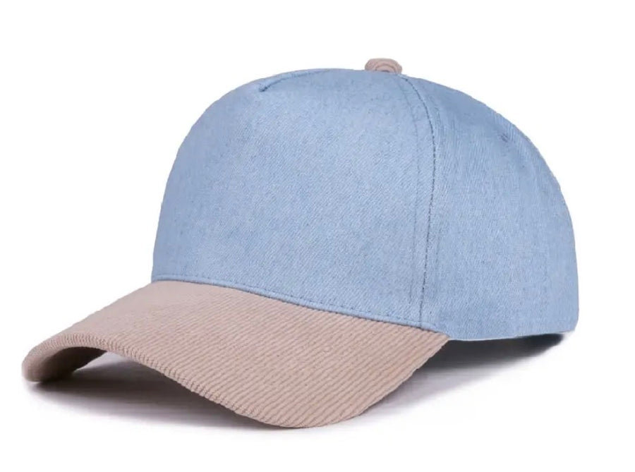 Plain Two Tone Corduroy Cap