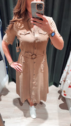 2722508 T Belted Utility Midi Dress