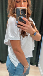 Short Dolman Sleeve Step Hem Tee White