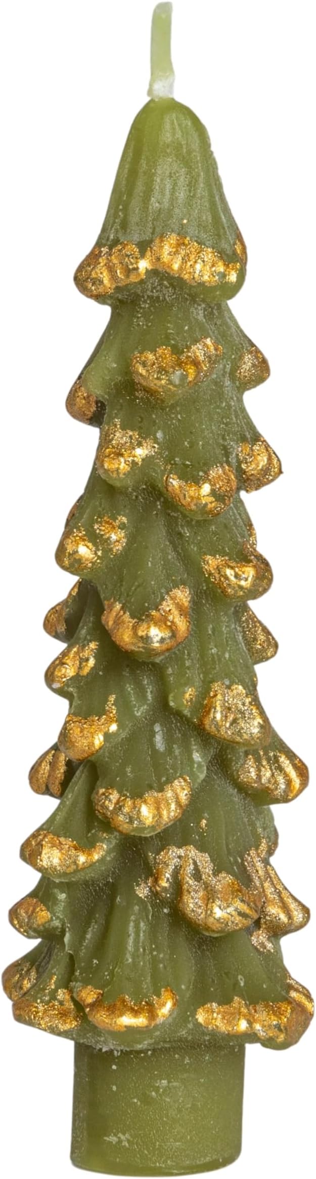 4.75 Evergreen Unscented Tree Shaped Taper Candles w/ Gold Tips