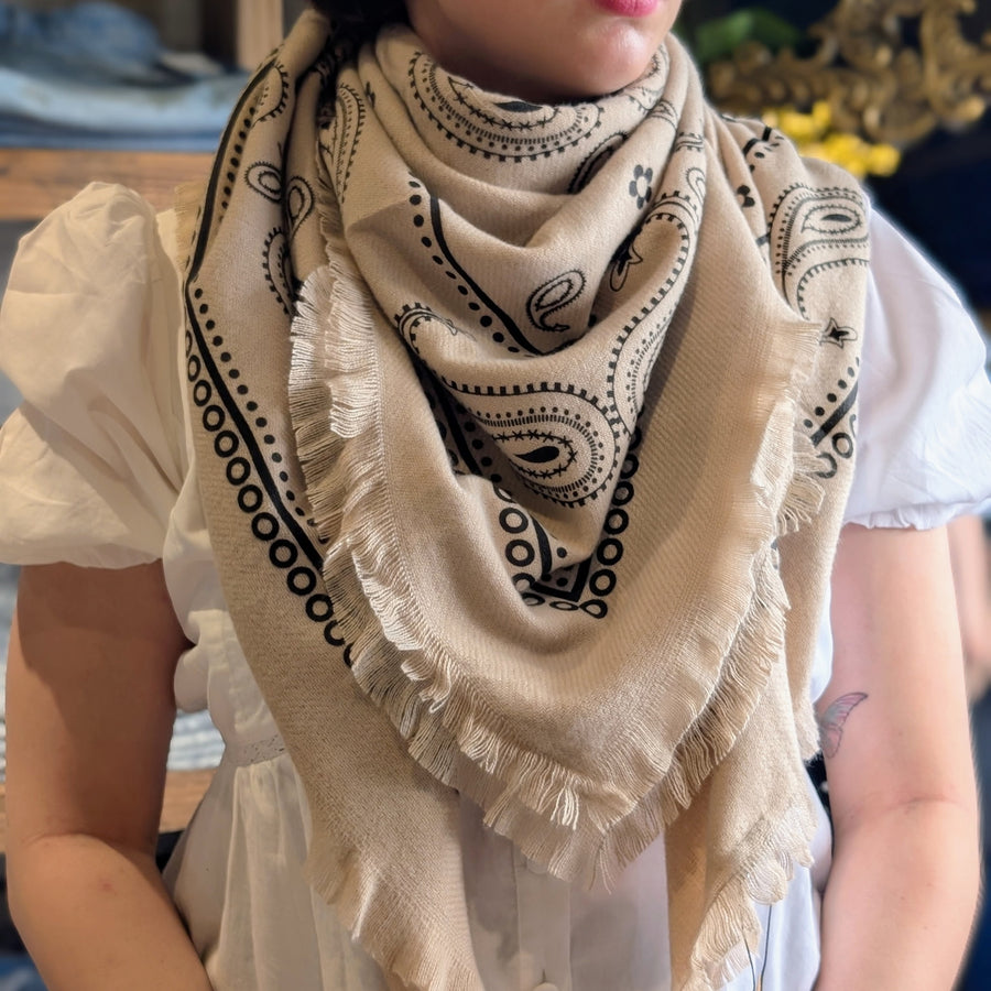 Large Square Scarf with Bandana Pattern