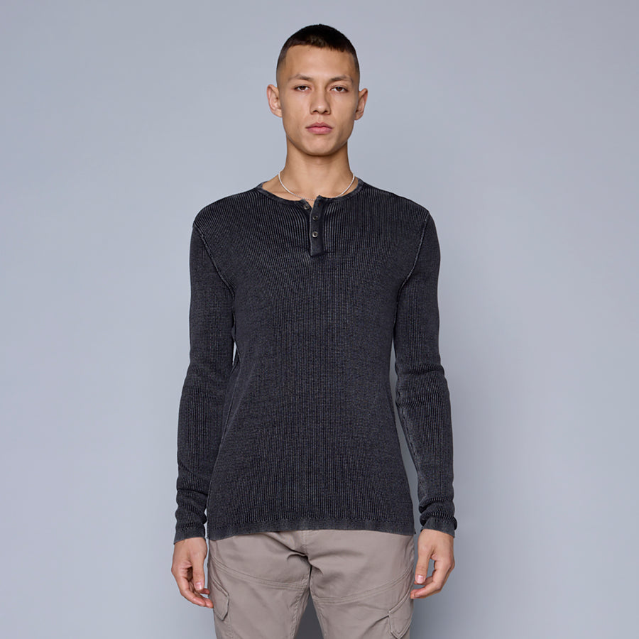 76MS329S Henley Sweater - Black Acid