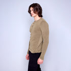 76MS329S Henley Sweater - Burnt Olive