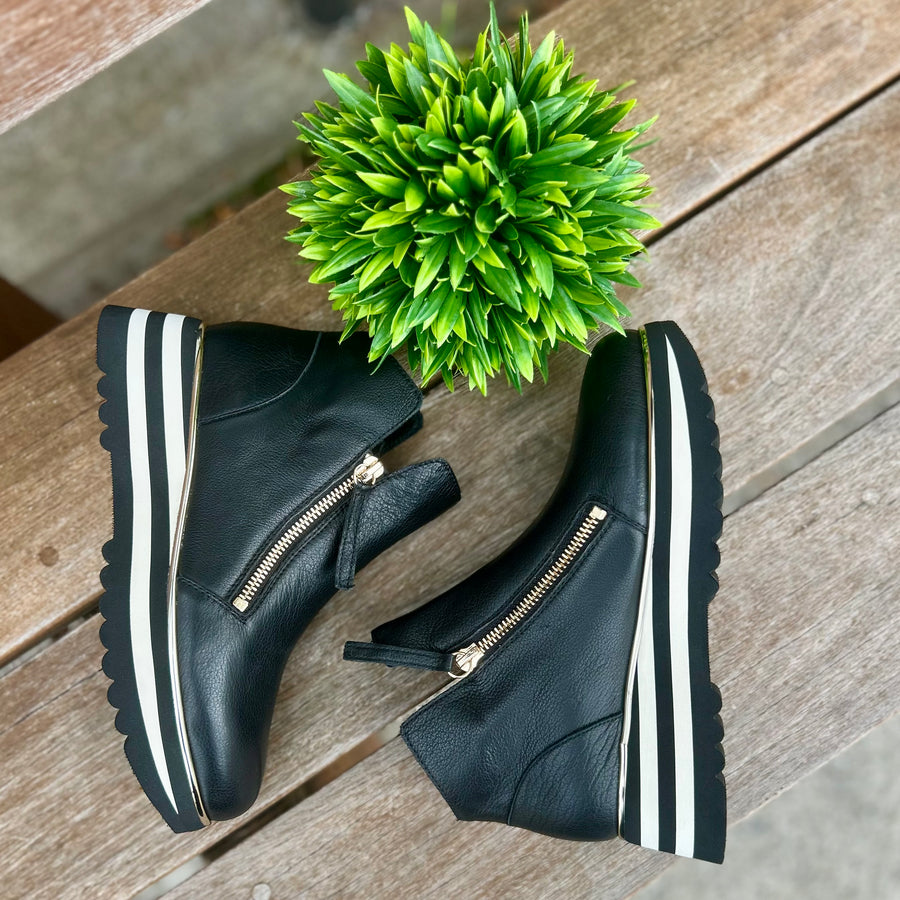 Evol Black Leather Ankle Boots