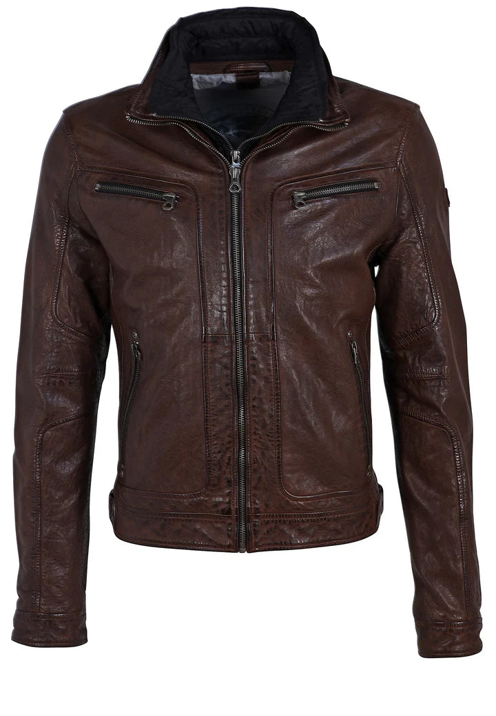 Bain CF Leather Jacket Dark Wood