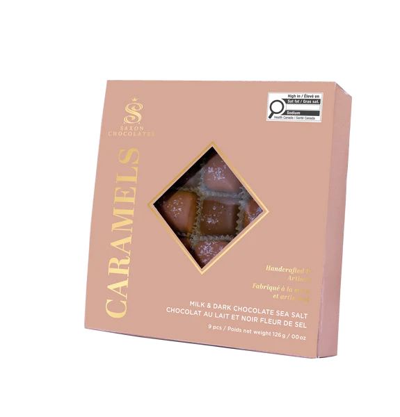 Milk & Dark Chocolate Sea Salt Caramels Box (9 pcs.)