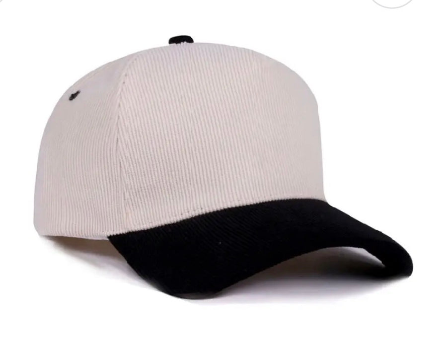 Plain Two Tone Corduroy Cap