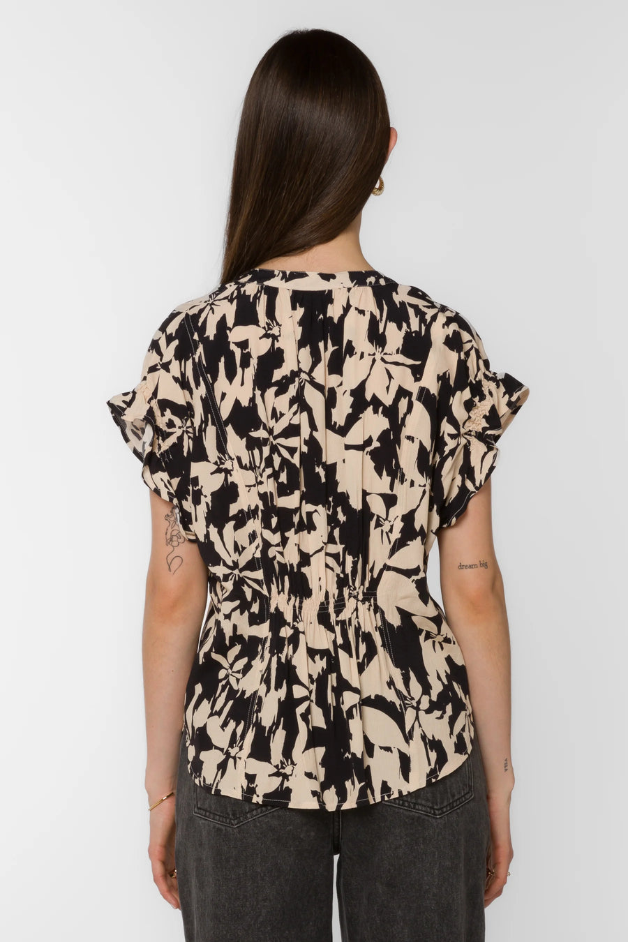 Avery Black Cream Floral Top