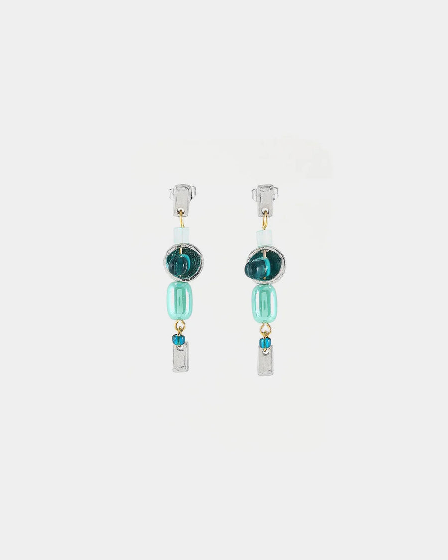 Fossula Earrings Teal