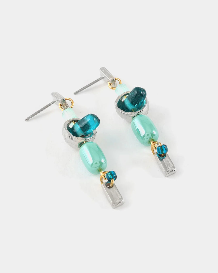 Fossula Earrings Teal