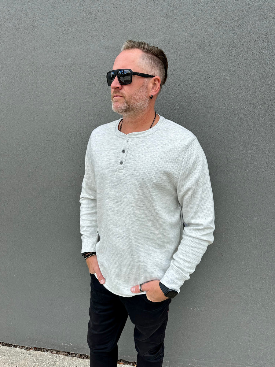 Chatsworth LS Soft Waffle Henley Oatmeal Heather