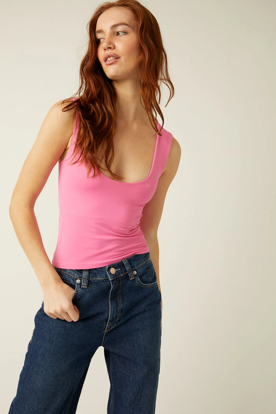 Free People - Clean Lines Muscle Cami Lucky Pink