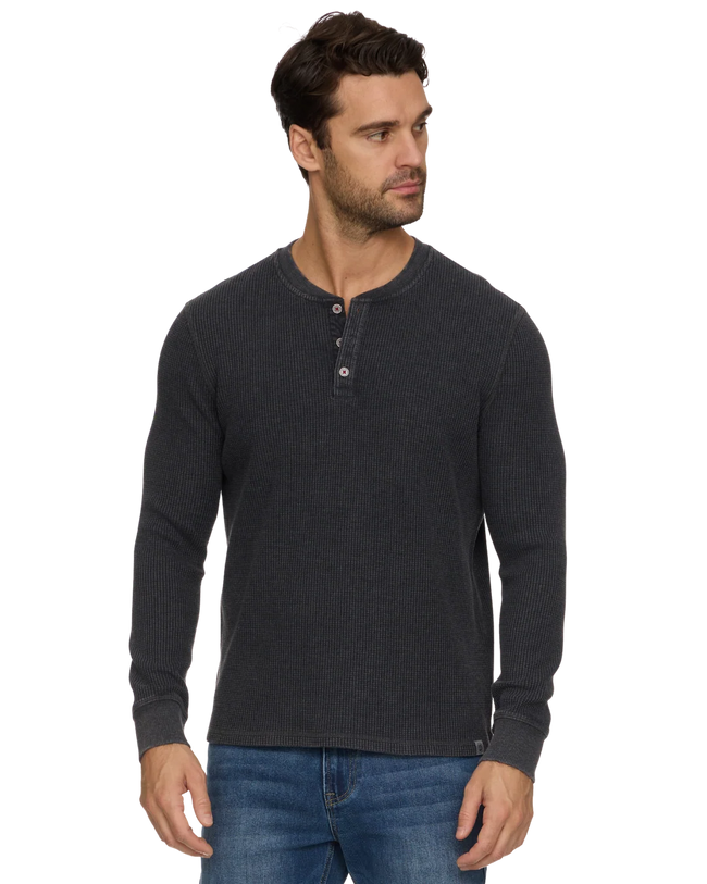 COREKT2392 Charcoal Vintage Soft Waffle Henley