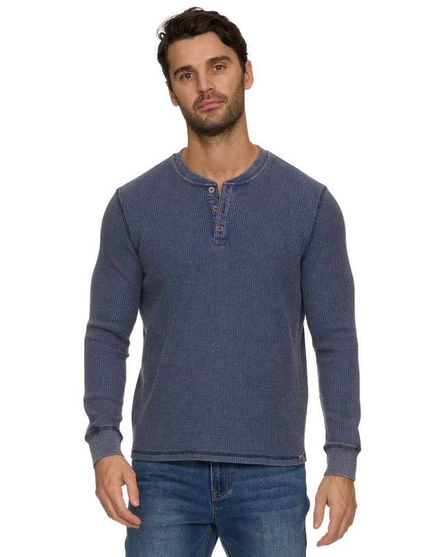 COREKT2392 Navy Vintage Soft Waffle Henley