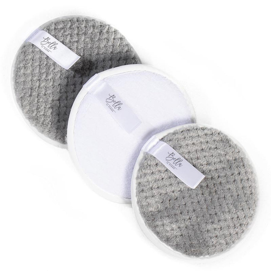 3 Piece Face Cleansing Pads - Grey & White