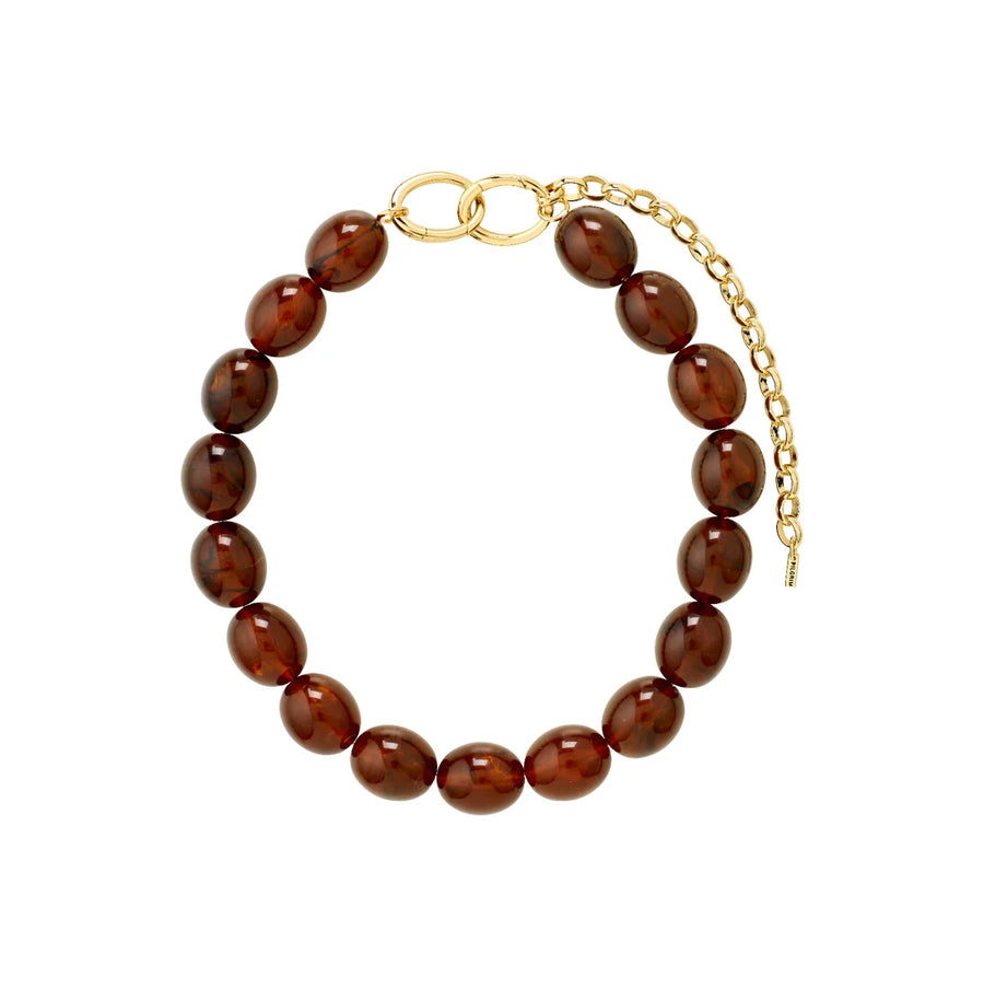 STILL recycled beaded necklace brown