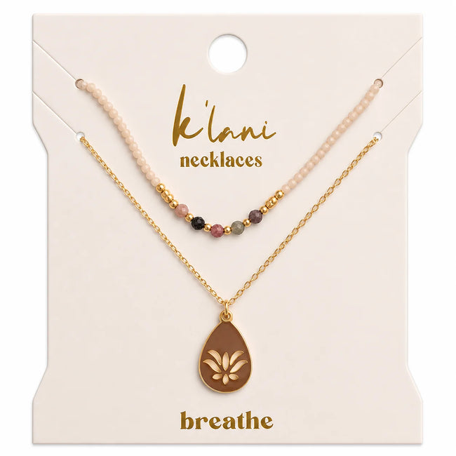 "Breathe" Gold Lotus Necklace Set